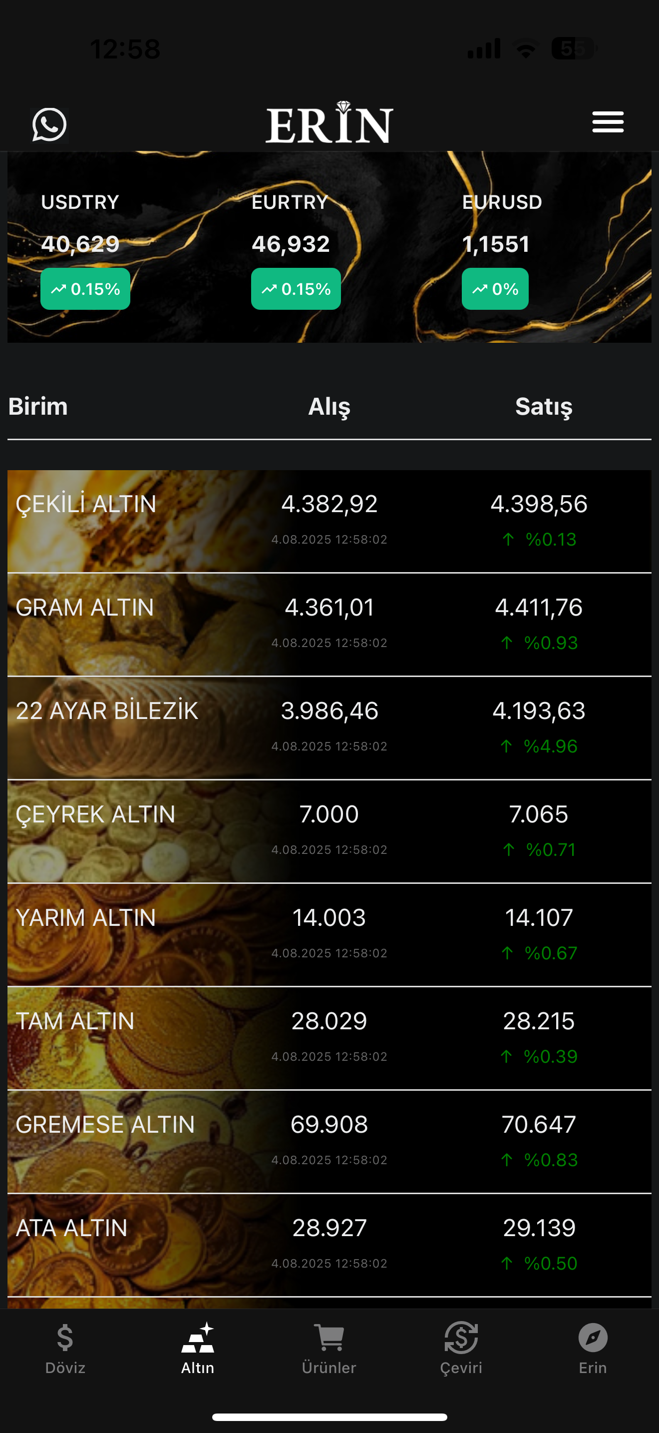 Kuyumcu Uygulama Ana Ekran